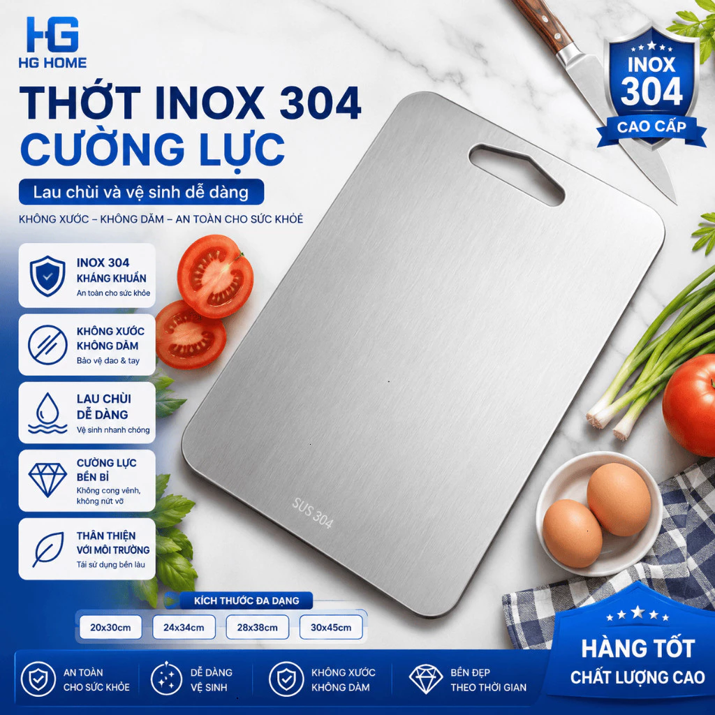 Thớt INOX 304 Cường Lực Lau Chùi Và Vệ Sinh Dễ Dàng Không Xước Dăm [ Hàng Tốt ] - HGHOME
