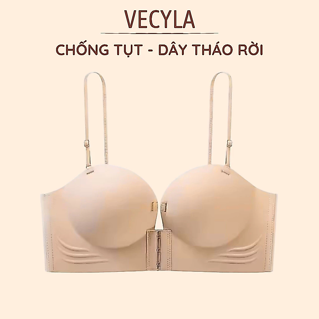 Áo lót nữ VECYLA, áo ngực không dây chất su cài trước đệm dày 5cm siêu nâng đẩy không gọng cao cấp A946 / A70