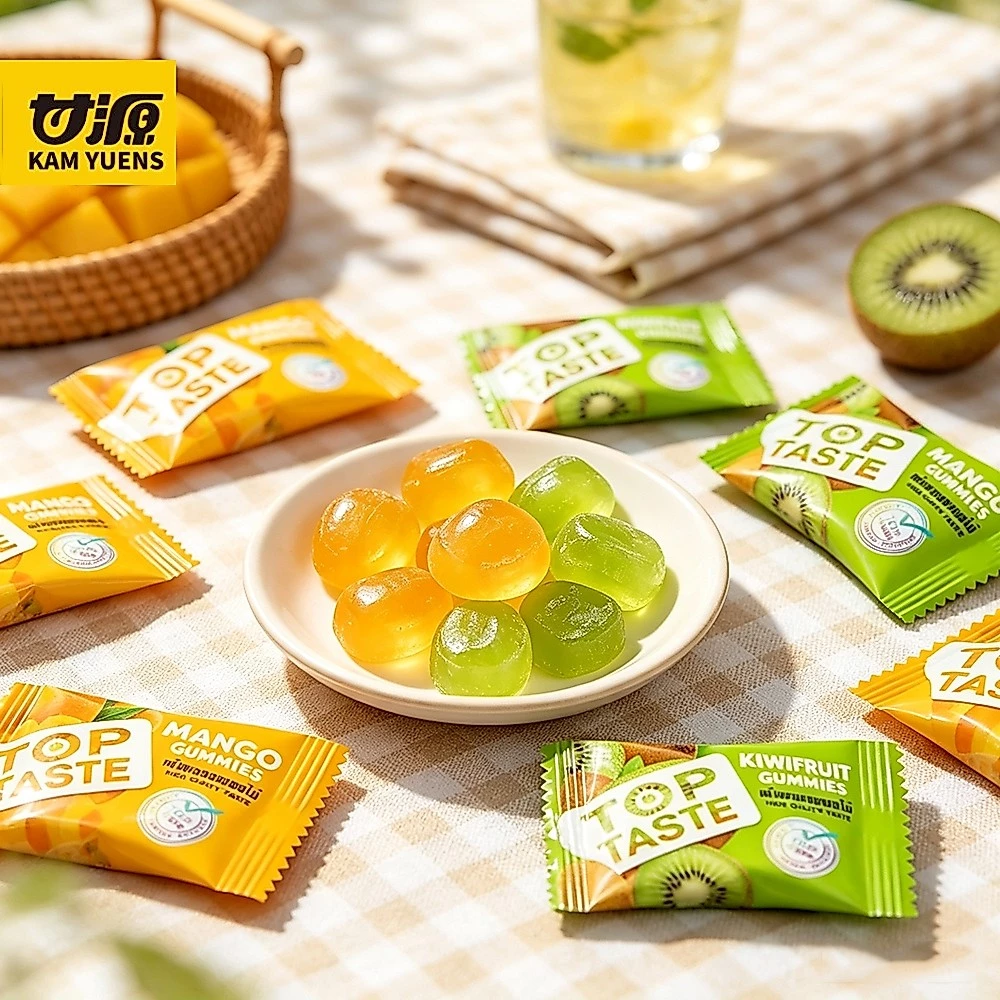 1000g Hàng sẵn có Hương vị toàn diện Jam Gummy Hương vị trái cây Kẹo Influencer Snacks Kẹo phổ biến