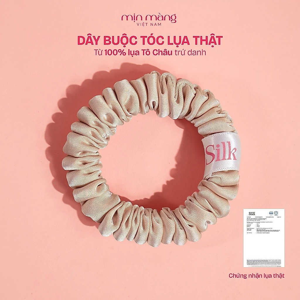 Dây Buộc Tóc Scrunchies Lụa Thật 100% Có Kiểm Định To Phồng MỊN MÀNG VIỆT NAM Co Giãn Tốt Giữ Nếp