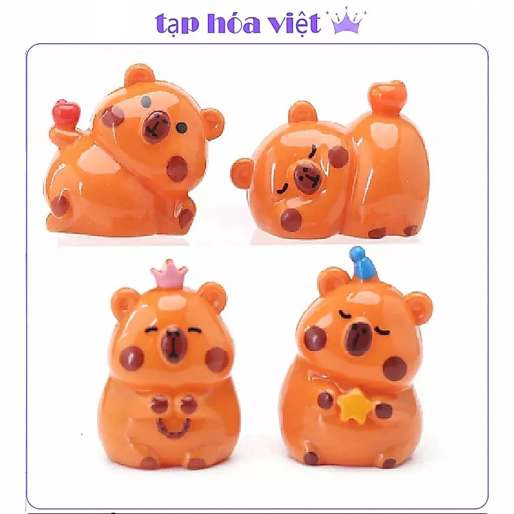 BỘ 4 CHUỘT CAPYBARA trang trí bánh sinh nhật, chuột lang nước trang trí bánh kem