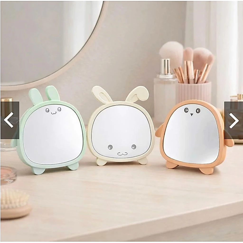 Gương Để Bàn Mini Trang Điểm Lumi Lax Hình Tai Mèo Gấu Chim Cánh Cụt Decor Bàn Học