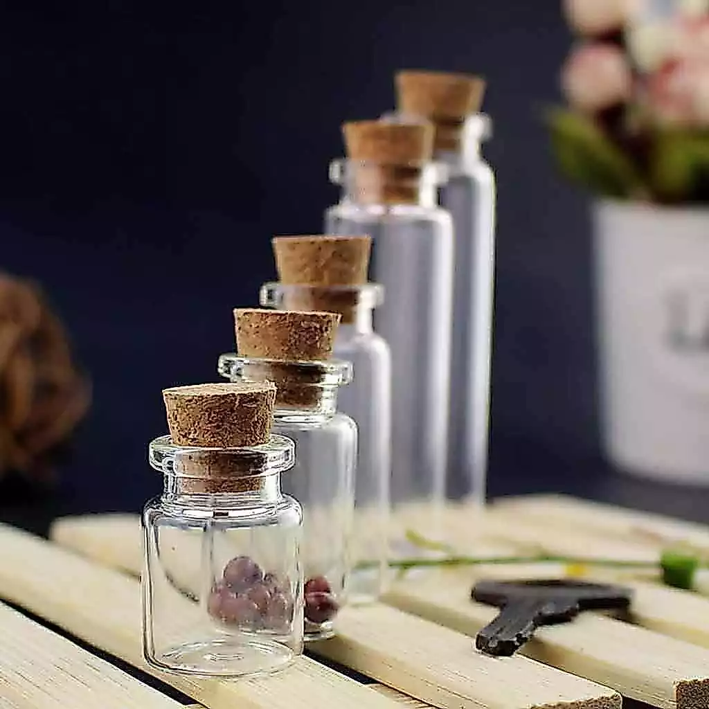 Chai thủy tinh nhỏ có nắp gỗ mini - 5ml 8ml 10ml 12ml 15ml 20ml 25ml | Đường kính 1.2cm EUNIO
