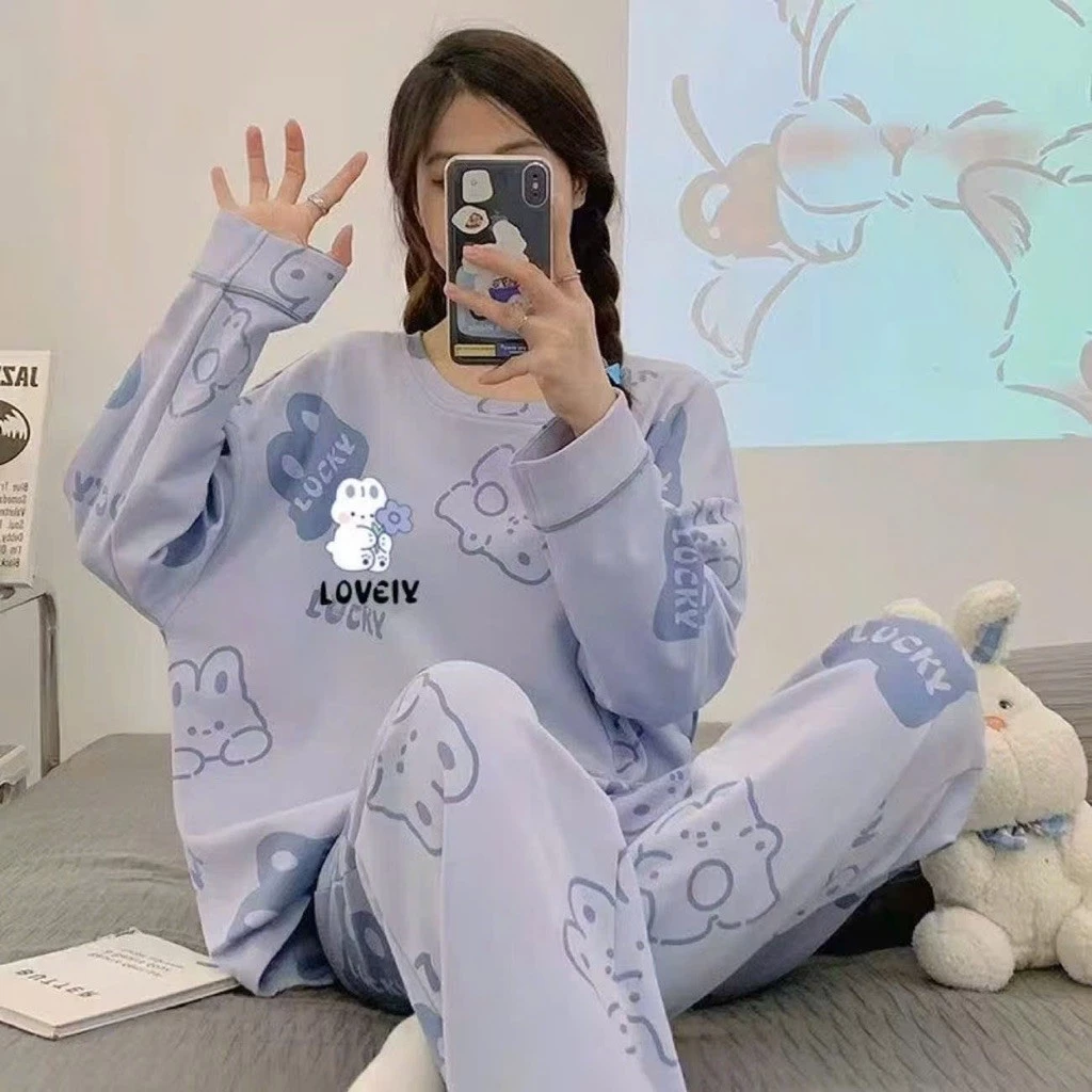Đồ bộ tay dài quần dài, pijama họa tiết hoạt hình dễ thương,đồ mặc nhà Quảng Châu, Ship Hoả Tốc 30’