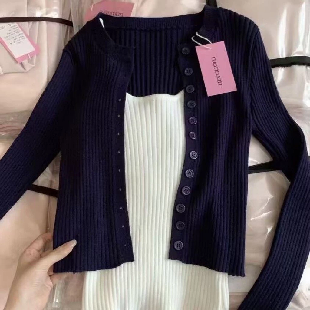 𝙭𝙪𝙭𝙞.𝙤𝙧𝙙𝙚𝙧 Set Áo Len + Cardigan Basic Tôn Dáng Dễ Phối