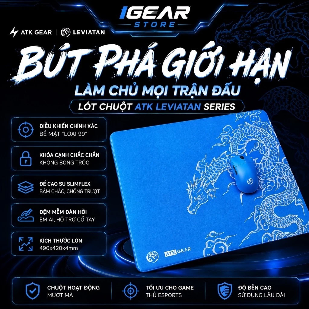 Lót Chuột ATK GEAR x Leviatan 490×420×4mm – Mouse Pad Gaming Control Cao Cấp