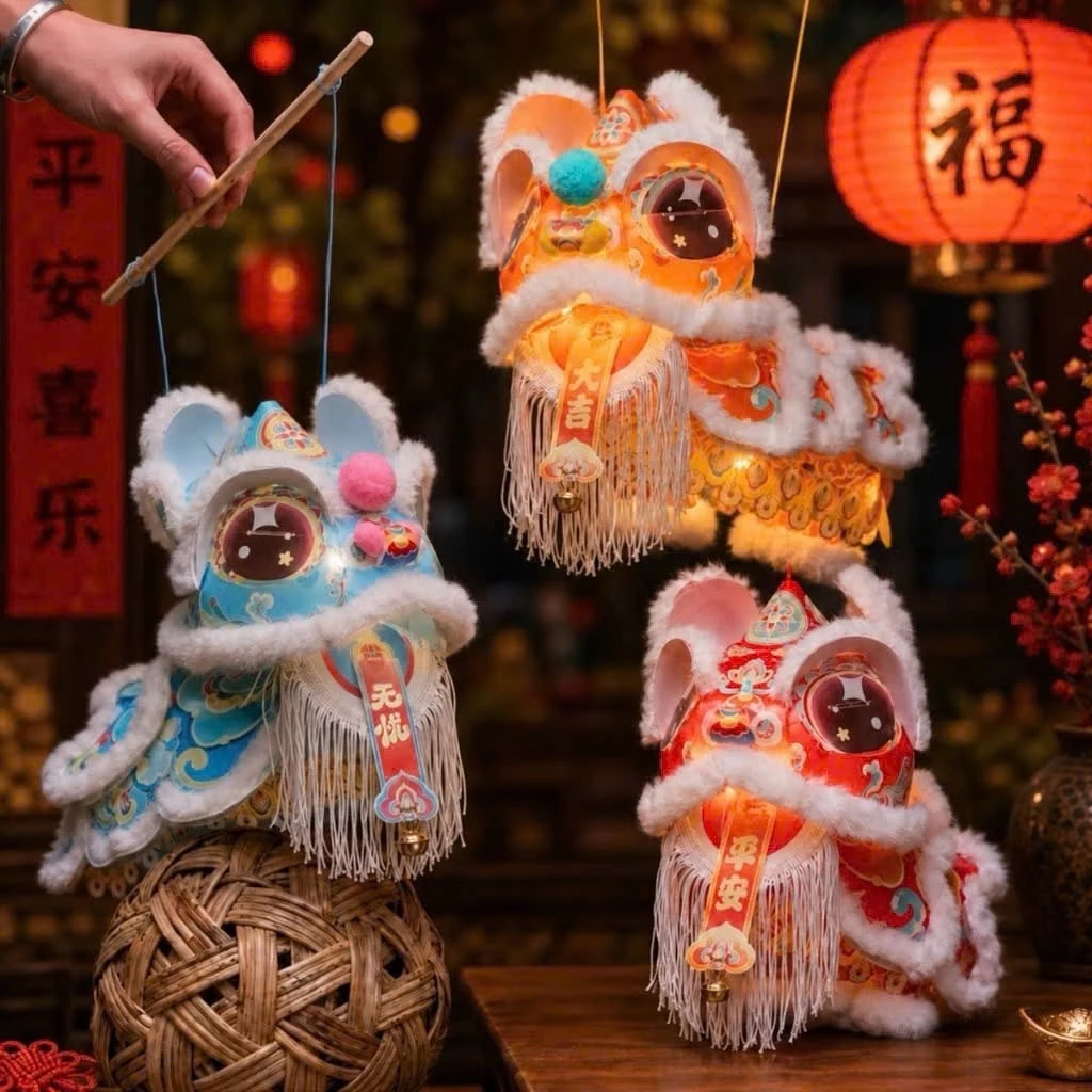 Lồng Đèn Trung Thu Hình Đầu Lân 2026🏮 Đèn Lồng Múa Lân Handmade Cho Bé,Đồ Chơi Trung Thu Dân Gian Có Đèn,Quà Tặng Lễ Hội