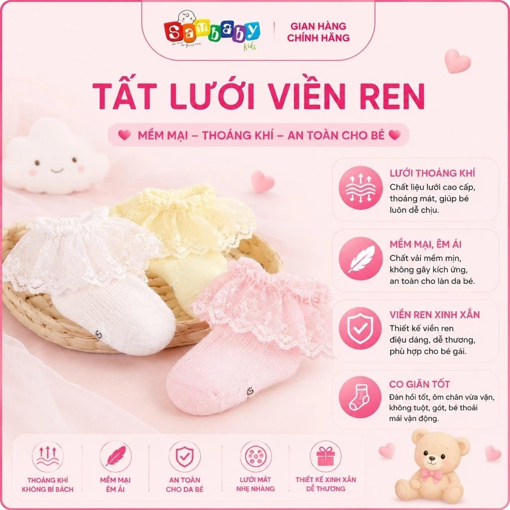 Tất lưới bèo tiểu thư Hàn Quốc cho bé