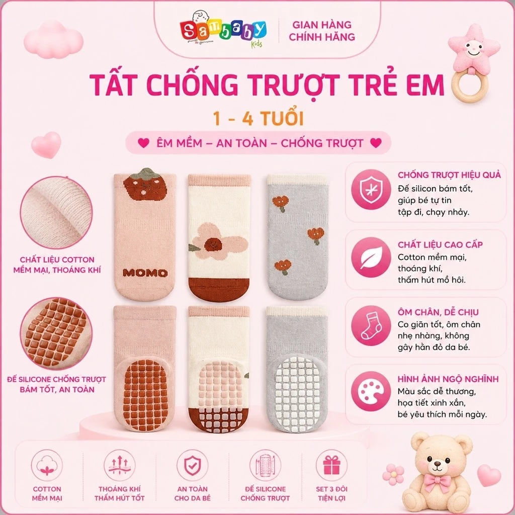 Sét 3 Tất cổ cao chống trượt Hàn Quốc Nemo baby cho bé