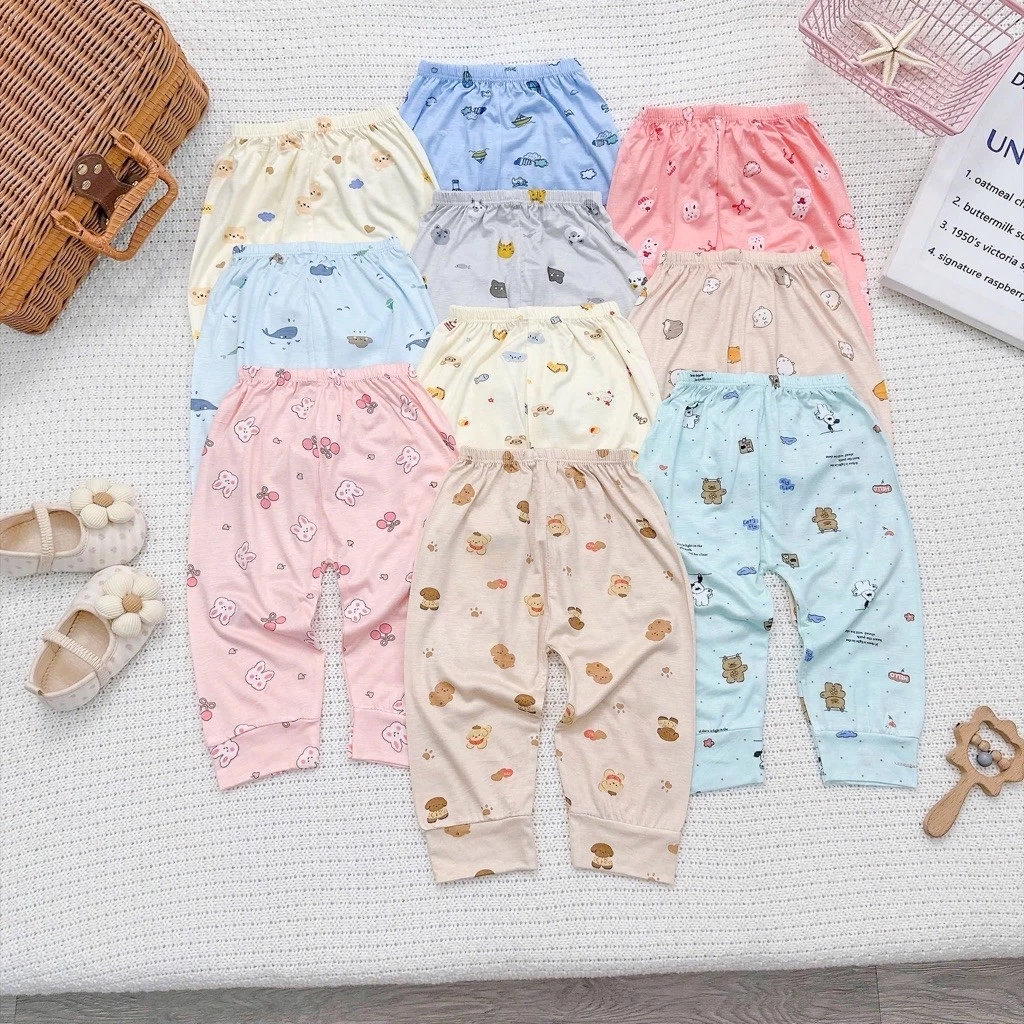 B50 Combo 5/10 Quần Dài Hè Thu Thun Lạnh Cho Bé Trai, Bé Gái Mềm Mịn Thoáng Mát Size 4-15kg