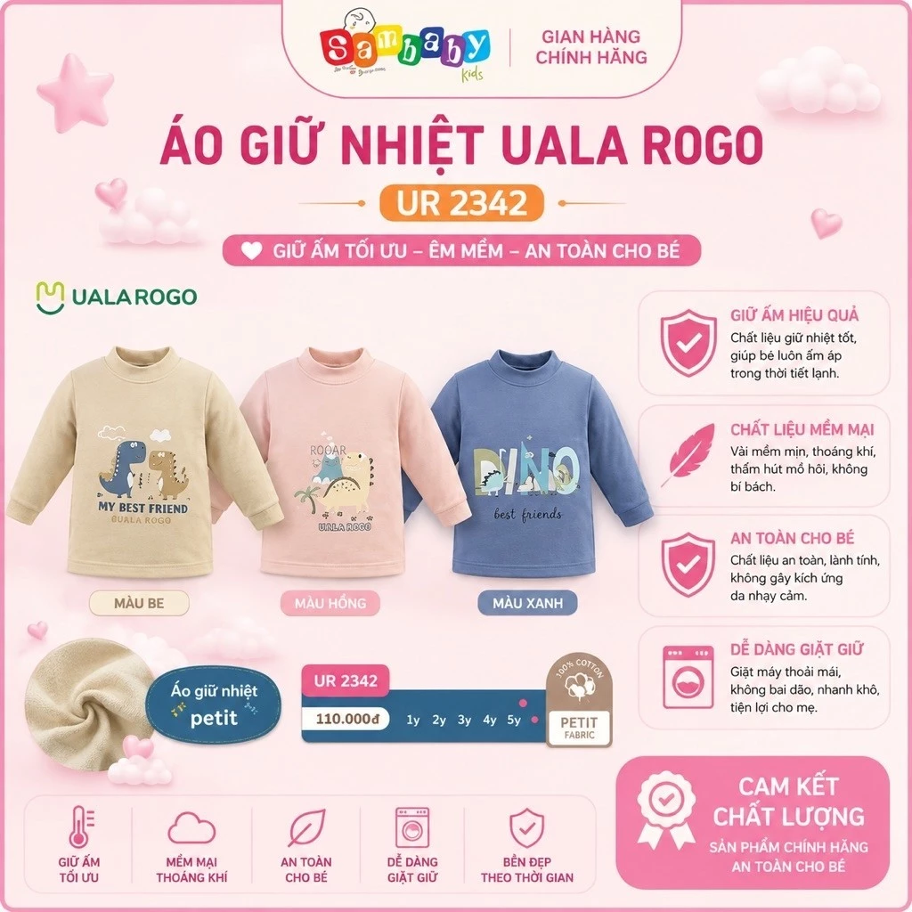 Áo giữ nhiệtbé trai bé gái pettit Uala Rogo UR 2342