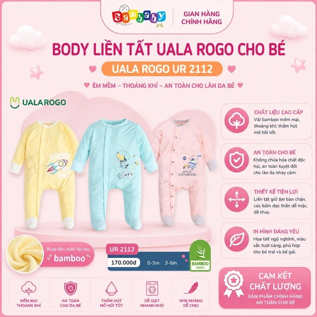 XẢ KHO Bộ Body Sơ Sinh Uala Rogo UR 2112 cho bé