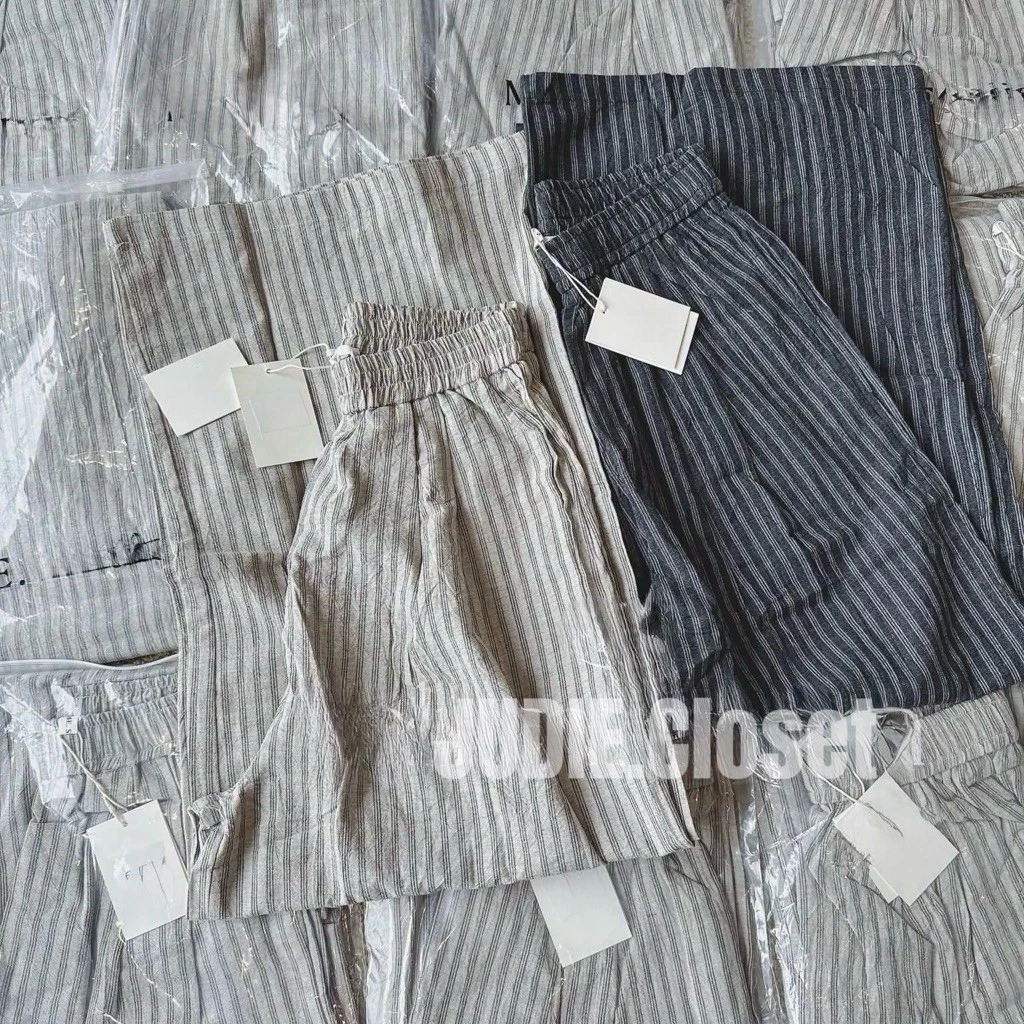 HÀNG L1 - Quần Suông Kẻ Sọc Linen Đẹp Dây Rút To Mẫu Mới,Chất Linen Mềm Mát JUDIE.Closet