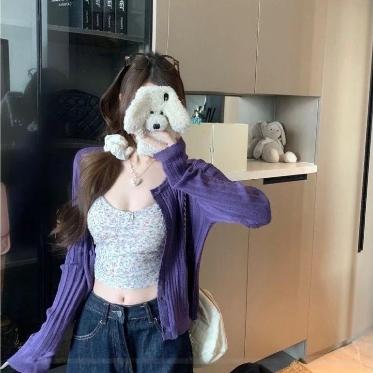 𝙭𝙪𝙭𝙞.𝙤𝙧𝙙𝙚𝙧 Set Áo 2S Hoa Nhí + Áo Cardigan Cho Mùa Thu 2026