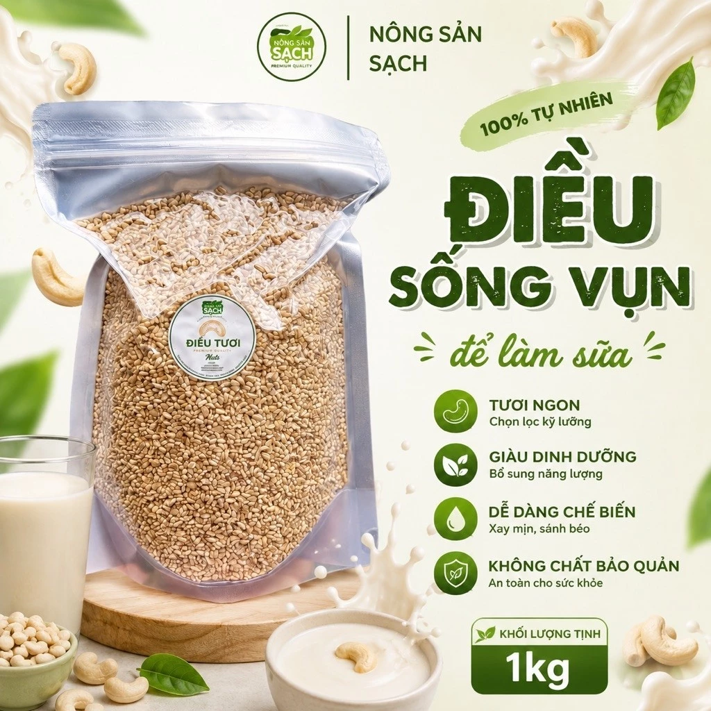 1kg Điều Vụn Sống Loại Điều Tấm Vụn Làm Sữa Hạt