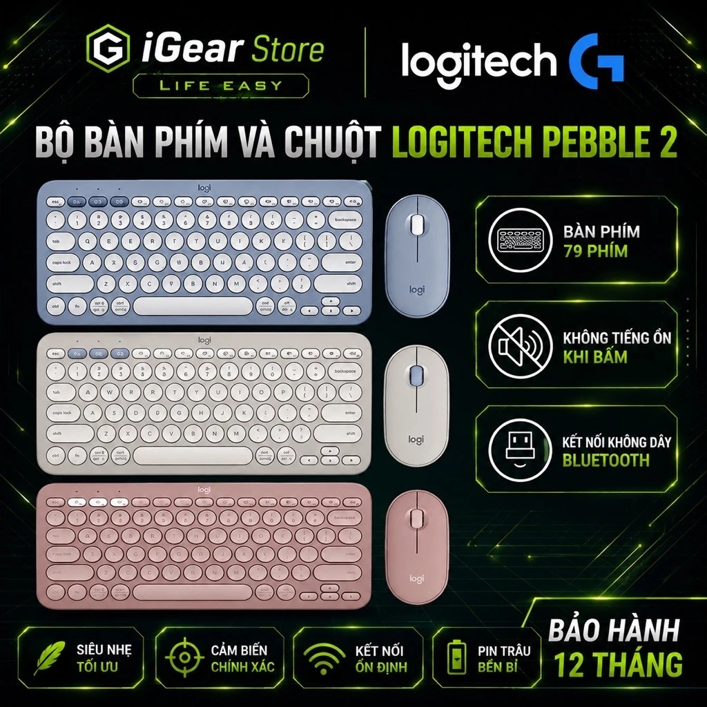 Bàn phím Bluetooth Logitech K380s và chuột Bluetooth M350s - Yên tĩnh, Di động, Easy-Switch Chính hãng