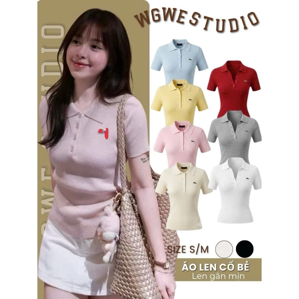 𝐖𝐆𝐖𝐄 Studio Áo Polo Len Mongtoghi Cổ Bẻ Tay Ngắn, Dáng Ôm Basic Hàn Quốc 10323
