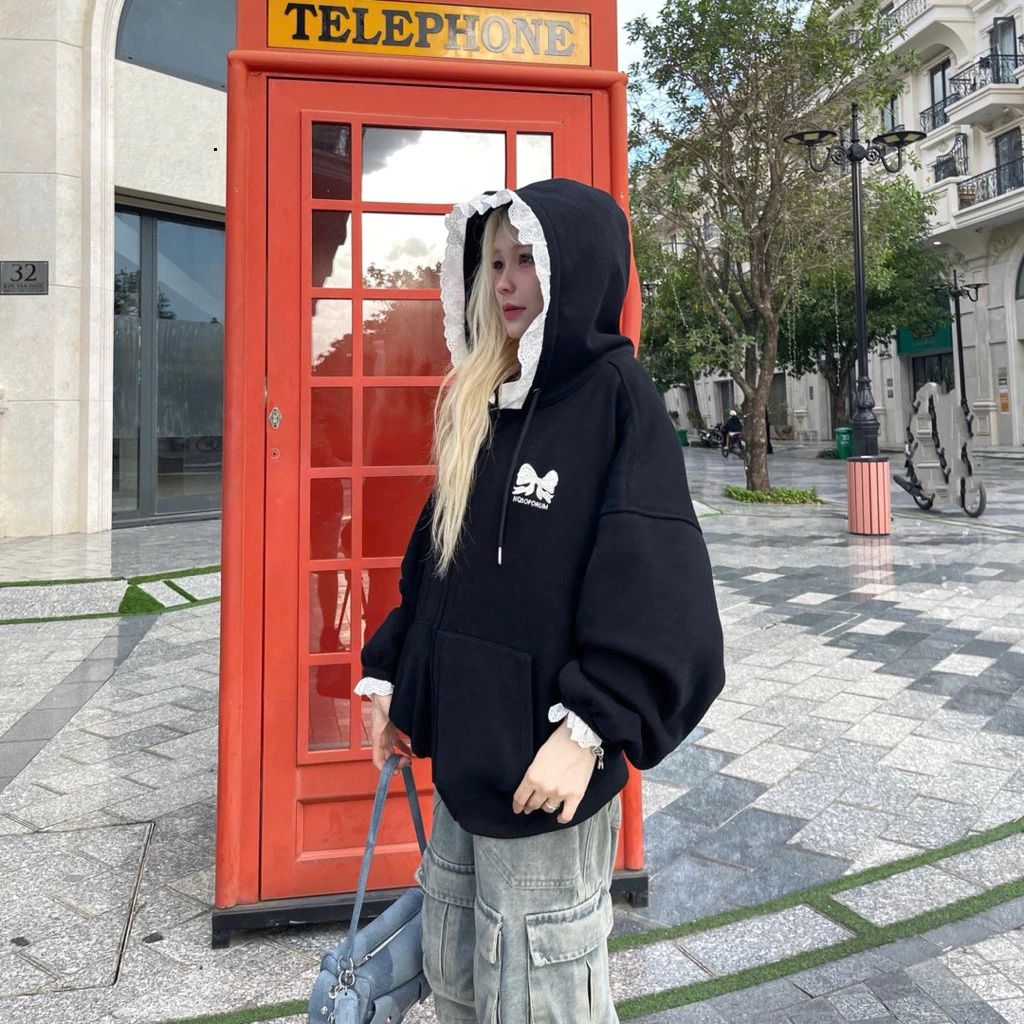 Áo Khoác Nỉ Hoodie Zip COTTON Form Boxy Thêu NQ30 FLORET Form Rộng Nam Nữ Unisex 2026.....