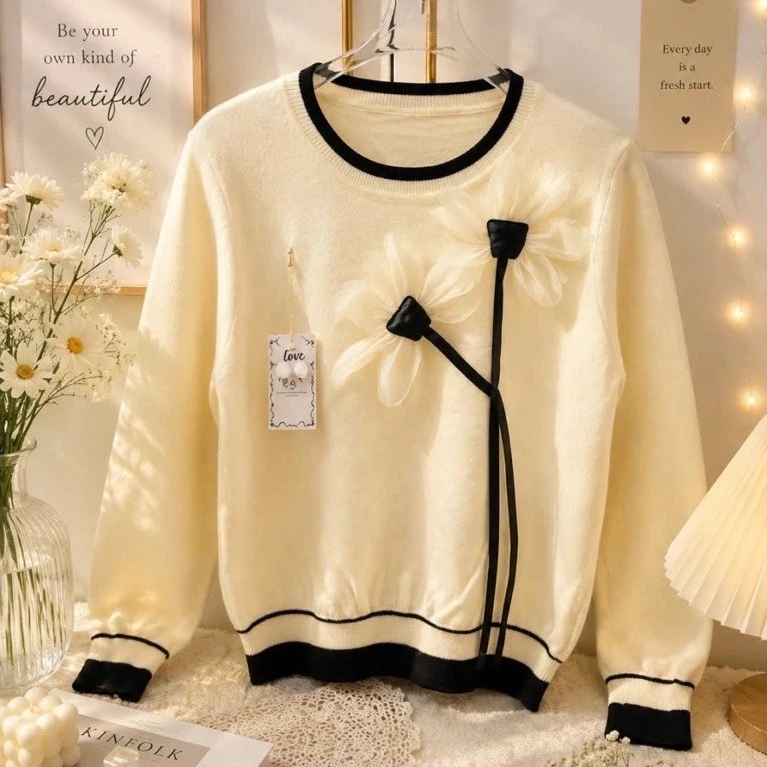 Áo dệt kim mongtoghi Vip xịn tay dài, kiểu dáng tiểu thư, xinh xắn, trẻ trung 45-65 kg mặc xinh