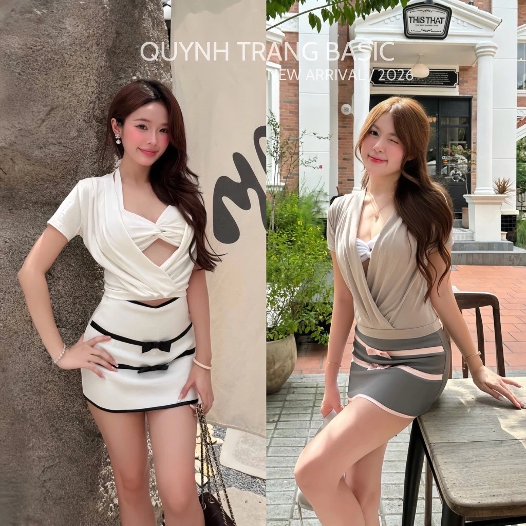 Annette Top By Quynh Trang Basic | Áo Cổ Đổ Nữ Tay Ngắn Phối Bra Ôm Dáng Phong Cách Hàn Quốc