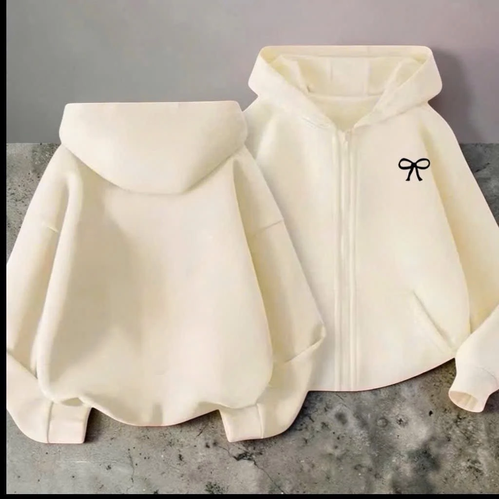 Áo khoáce hoodie zip nam nữ nỉ bông có mũ 2 lớp, áo dày dặn phong cách Streetwear_Áo Khoác In Nơ M125