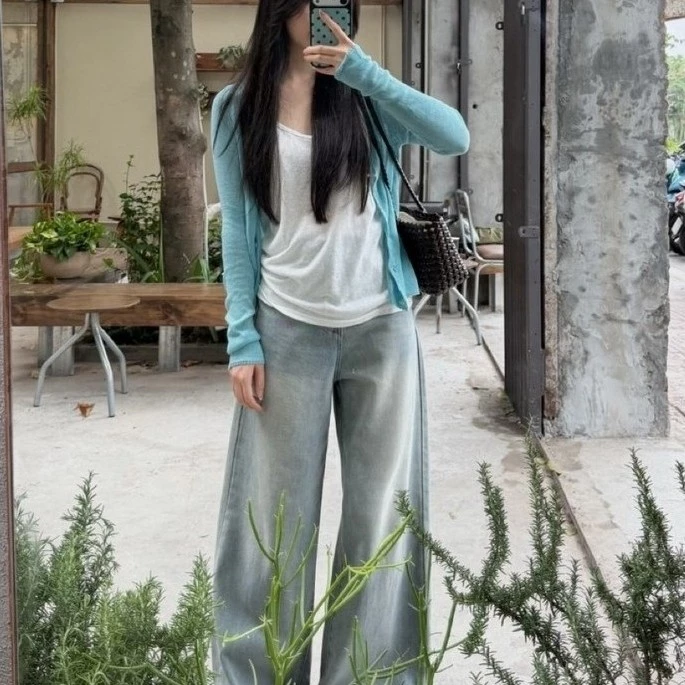 [Steezy] Áo khoác cardigan len mongtoghi trơn mỏng cổ V form rộng- KC5613