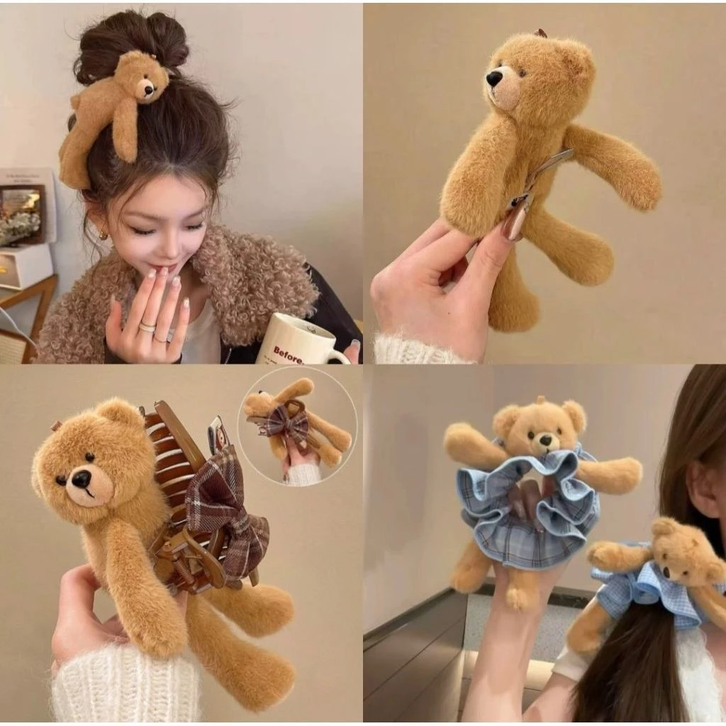 Kẹp Tóc Gấu Bông Cao Cấp, Chun buộc tóc hình gấu. Phụ Kiện Tóc Dễ Thương Cho Bạn Gái. Kẹp tóc gấu bông.