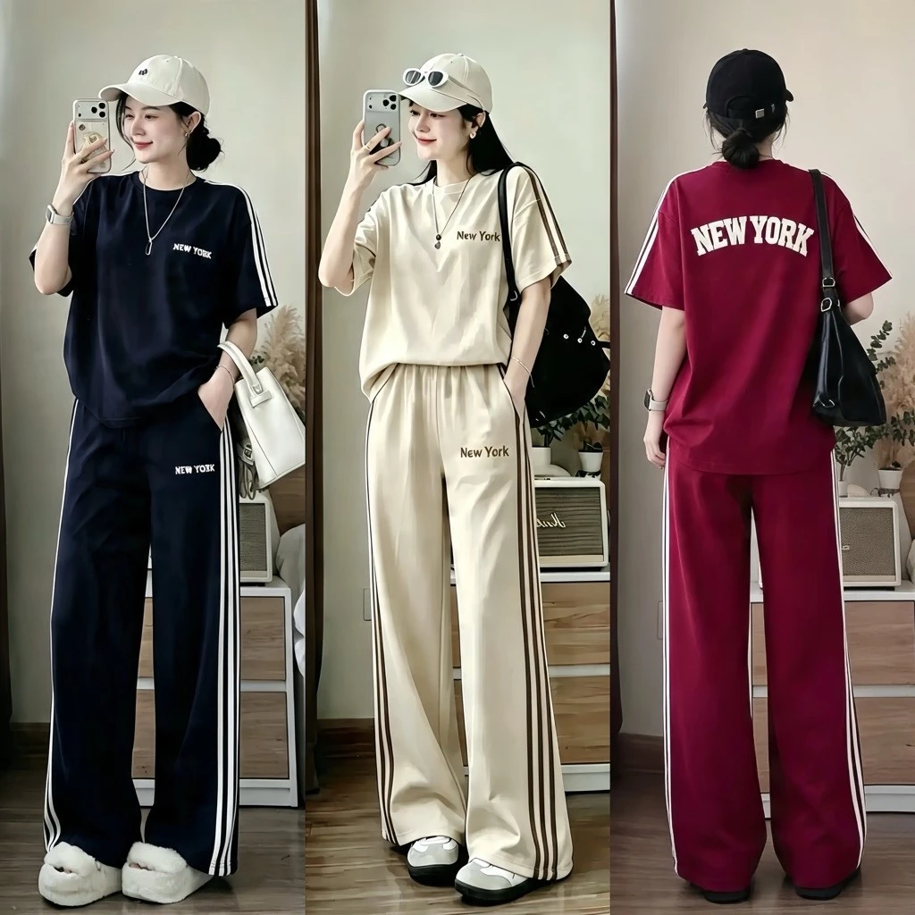 Set Bộ Quần Áo Cộc Dài Hyzina, Hoạ Tiết Thêu Chữ York Cho Nữ, Chất Liệu Cotton 4C Lạnh, Set Đồ Nữ Đẹp, Bộ Đồ Thu Đông