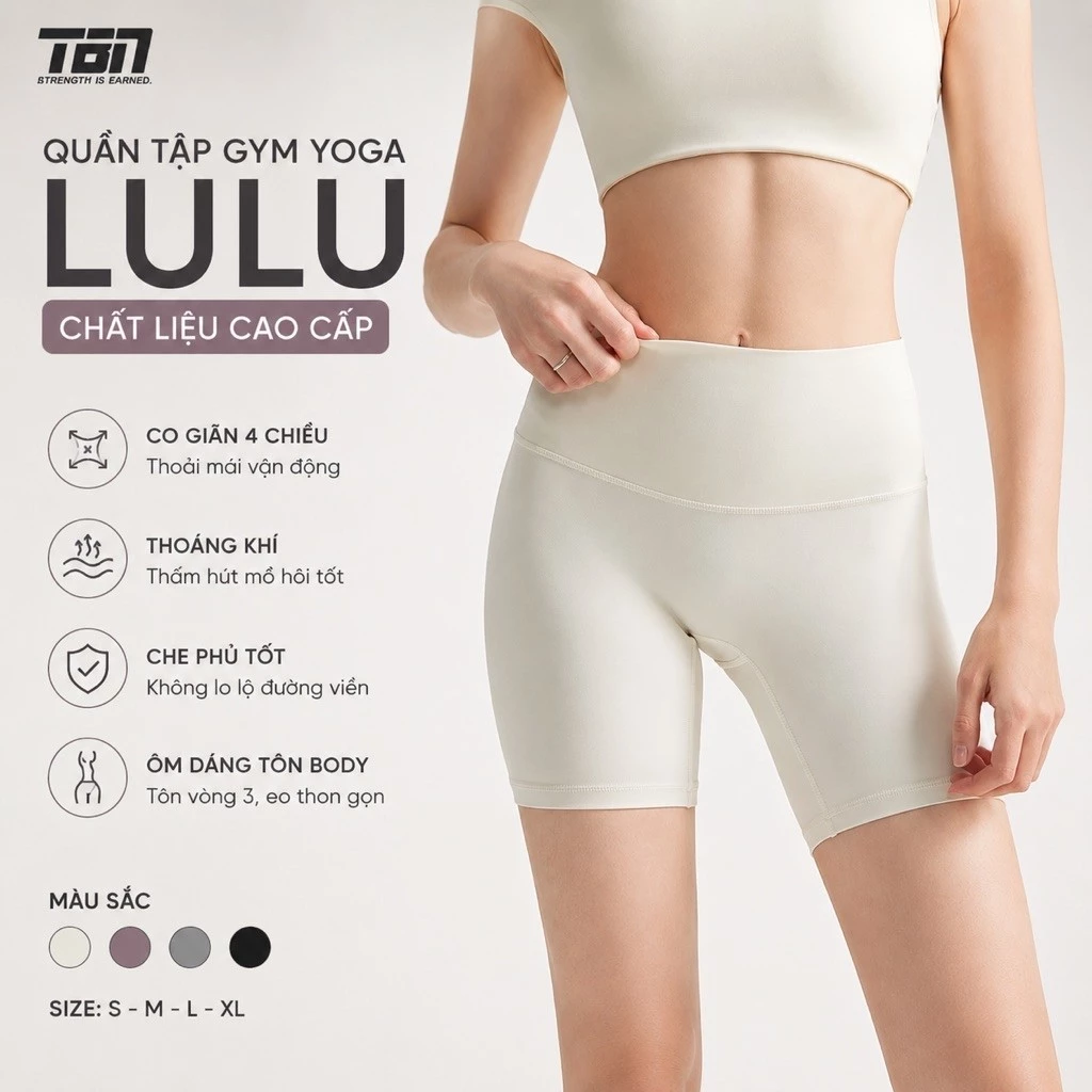 Quần Tập Gym Yoga Đùi Nữ TBN Chất Liệu Lulu Cao Cấp Co Giản 4 Chiều, Quần Tập Thể Thao, Quần Yoga Chất LuLu Thoáng Khí