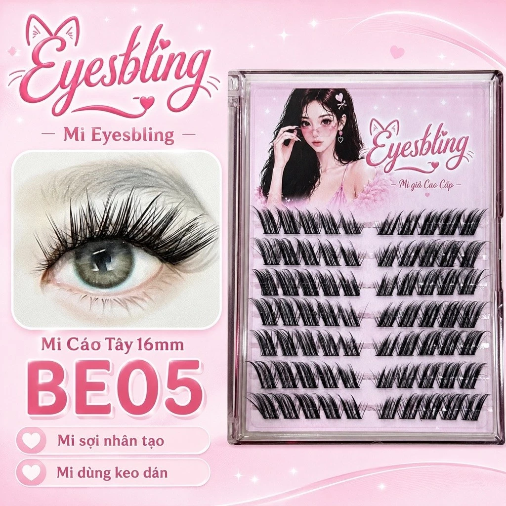Mi giả Eyesbling mi bôi keo mi cáo tây dài mi sợi nhân tạo