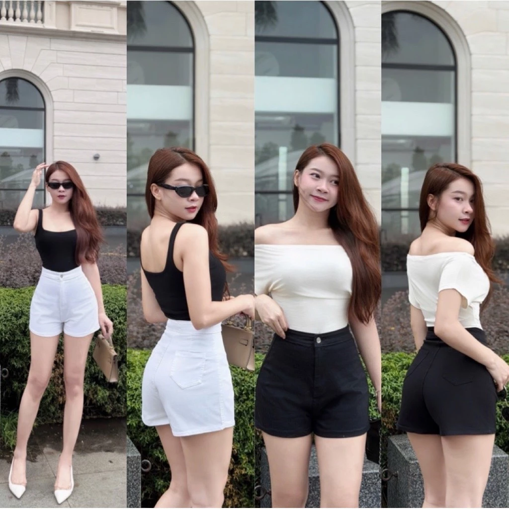 Quần short kaki thun co giản ,trơn đơn giản ,lưng cao tôn dáng