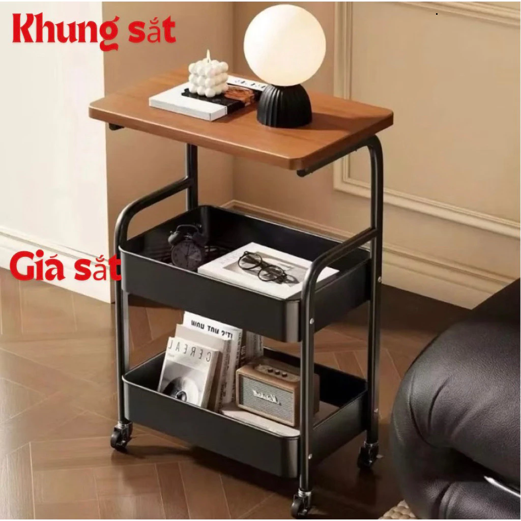 Kệ để đồ 3 tầng có Bánh Xe Xoay 360 Độ, sử dụng cho phòng khách và phòng ngủ