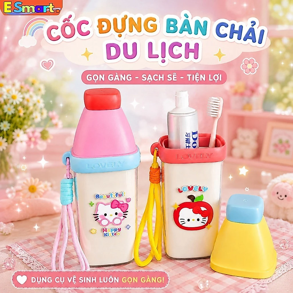 Cốc Đựng Bàn Chải, Kem Đánh Răng Du Lịch - Hộp Đựng Đồ 3in1 Có Móc Treo Tiện Lợi, Gọn Nhẹ Cho Mọi Chuyến Đi