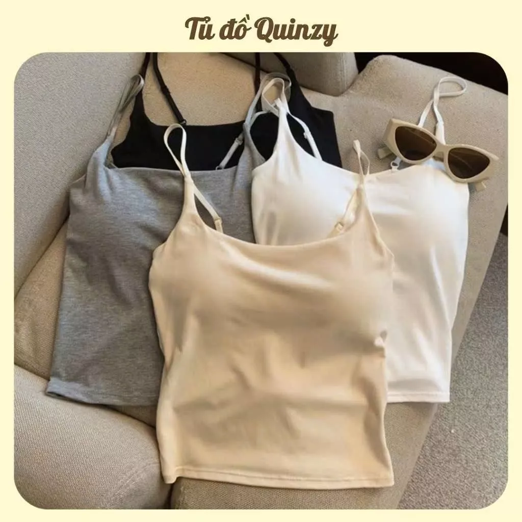 ( Kèm đệm mút ) Áo 2 Dây CÓ ĐỆM MÚT NGỰC Co Dãn  Có Dây Điều Chỉnh Qccc Orangecloset