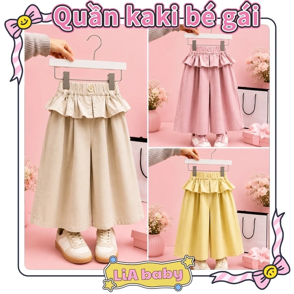 [Mới Về ] Quần xuông phối bèo cho bé gái đi học đi chơi (10-40kg)-Q3