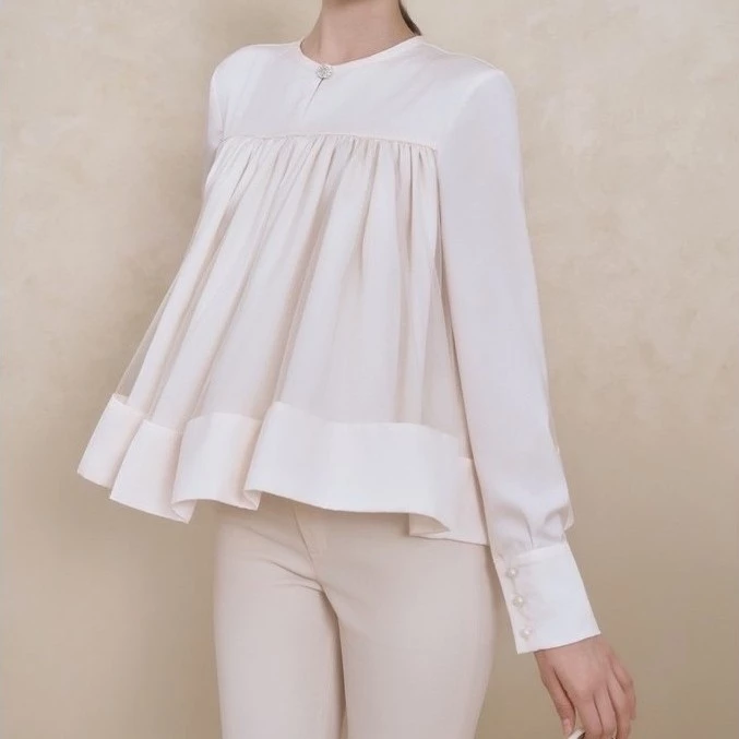 KITA TOP - Áo lụa pha kem be voan Xoè tiểu thư xinh xắn đi làm đi chơi