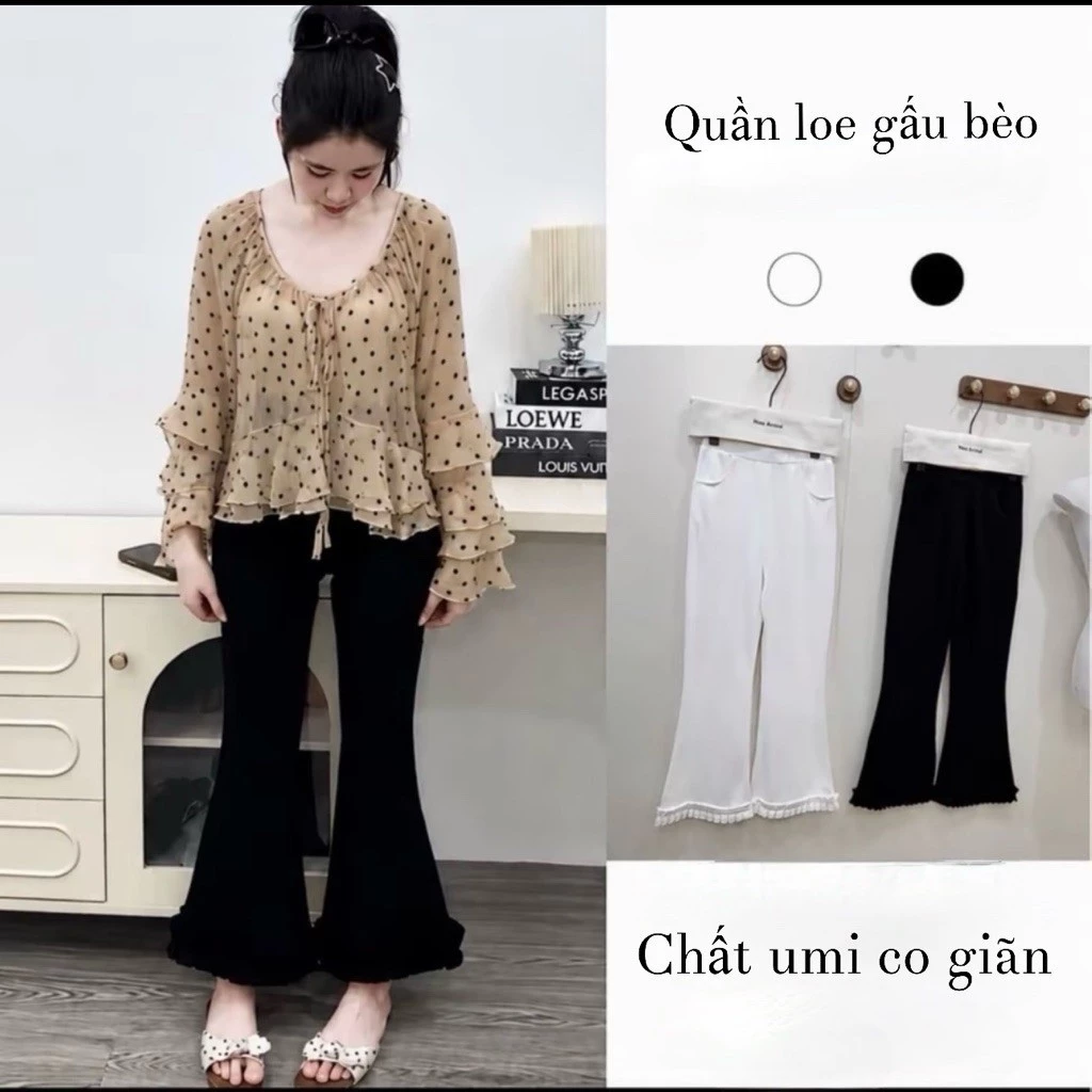 [CÓ BẢN NẤM LÙN] Quần Loe Gấu Bèo Chất Umi Co Giãn 4 chiều có túi Phong cách Hàn (M127-128)