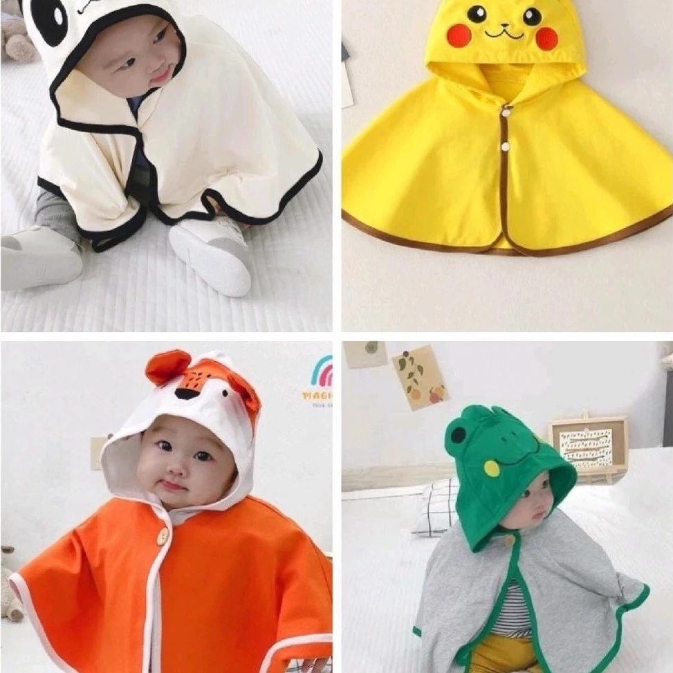 áo choàng nắng cho bé trai bé gái hình dễ thương cho bé từ 5_15kg chất cotton