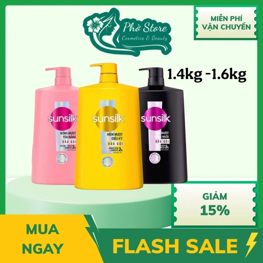 Dầu gội Sunsilk Mềm Mượt Diệu Kỳ và Óng Mượt Rạng Ngời 1.4kg