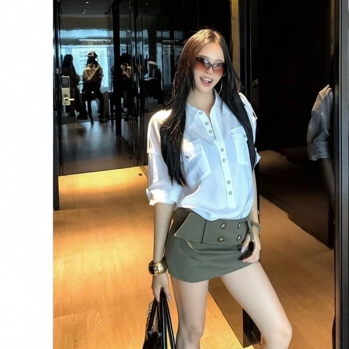 𝐘𝐮𝐫𝐢.𝐬𝐭𝐨𝐫𝐞 Áo Sơ Mi Cá Tính Mix Được Nhiều Kiểu Dành Cho Nữ