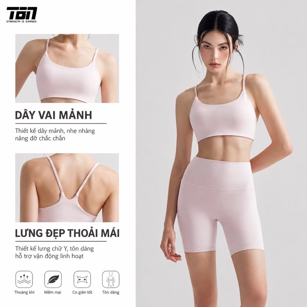 Áo Bra Thể Thao Nữ TBN Strength Tập Gym Yoga Có Mút–Áo Croptop Không Gọng, Nâng Đỡ Tốt, Co Giãn Thoáng Khí, Ôm Body Đẹp