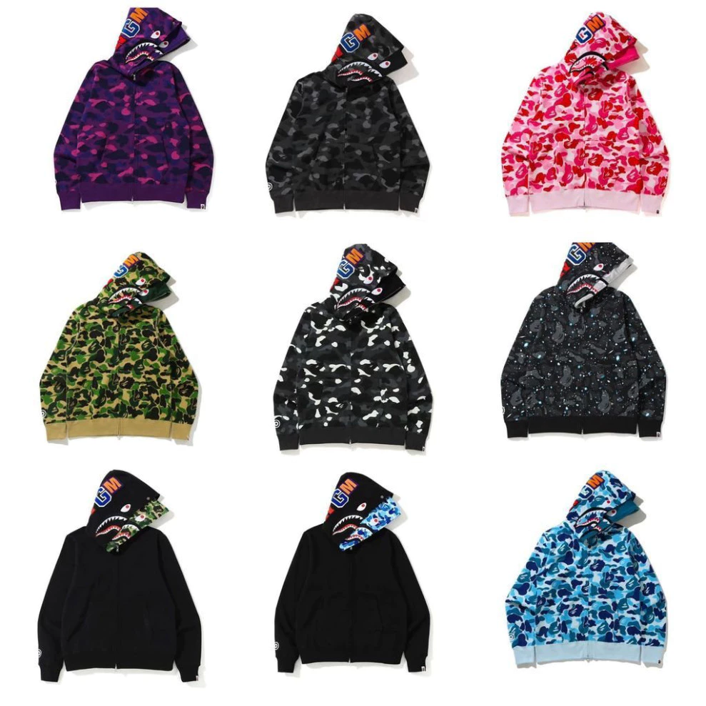 💝HOT💝 Áo Hoodie Nam PABE hàng cá mập loang mũ đôi Dây Kéo Đôi Thiết Kế Cá Mập Thời Trang Hottrend QC Size S-XXL