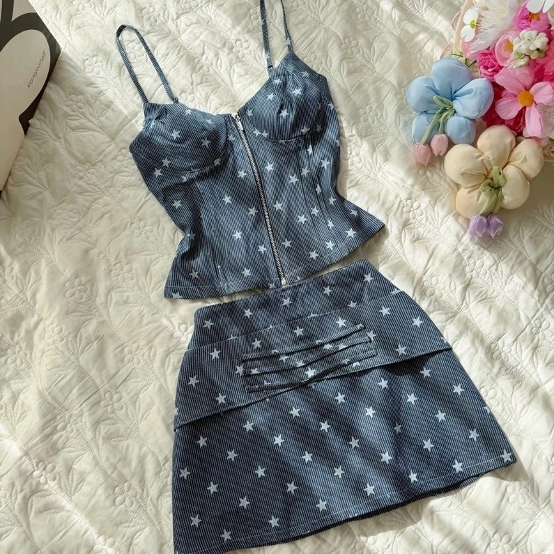 Set Bộ Nữ Denim Ngôi Sao Hai Dây ANNA - Set Donis