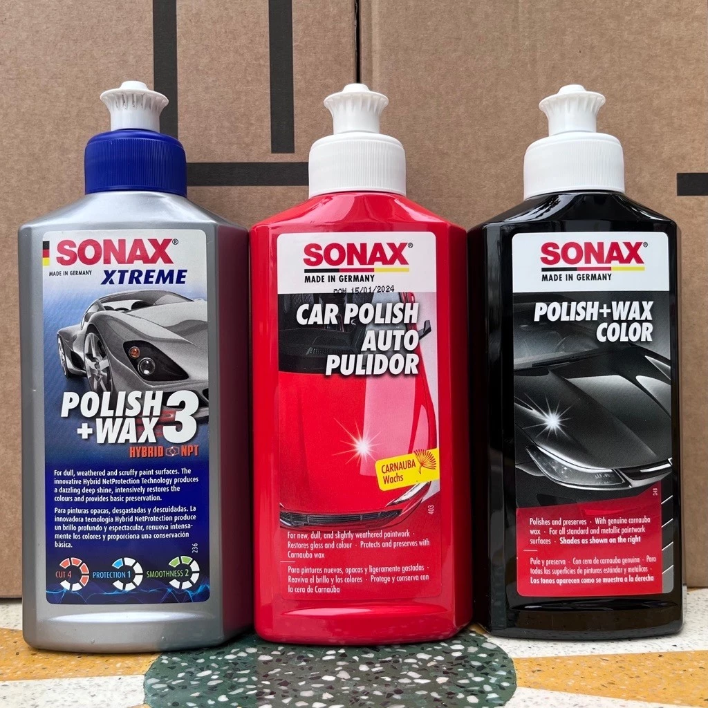 COMBO đánh bóng, xóa xước, bảo vệ màu sơn bóng - SONAX 202100, 300100, 296141