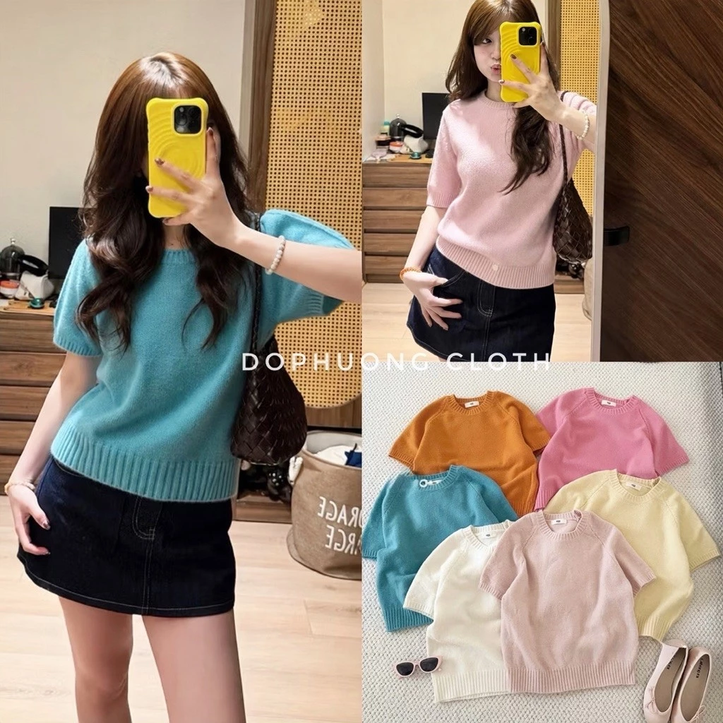 (Hàng QC đẹp - video shop quay) Áo len mịn CỔ TRÒN CỘC TAY tag EGG phù hợp cho mùa thu đông đi chơi, đi làm