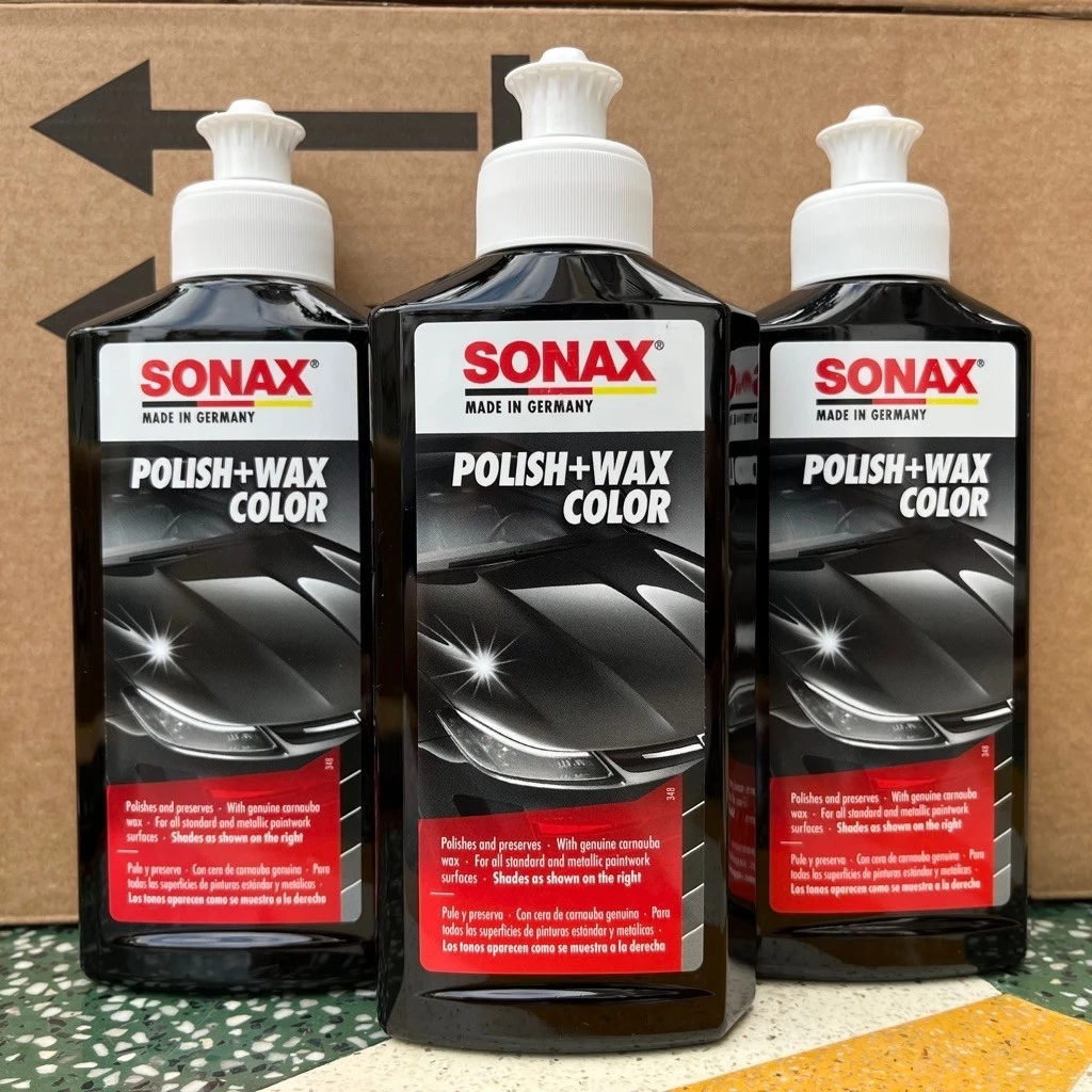 Kem đánh bóng xóa xước bảo vệ sơn xe màu đen - SONAX polish wax color 296141