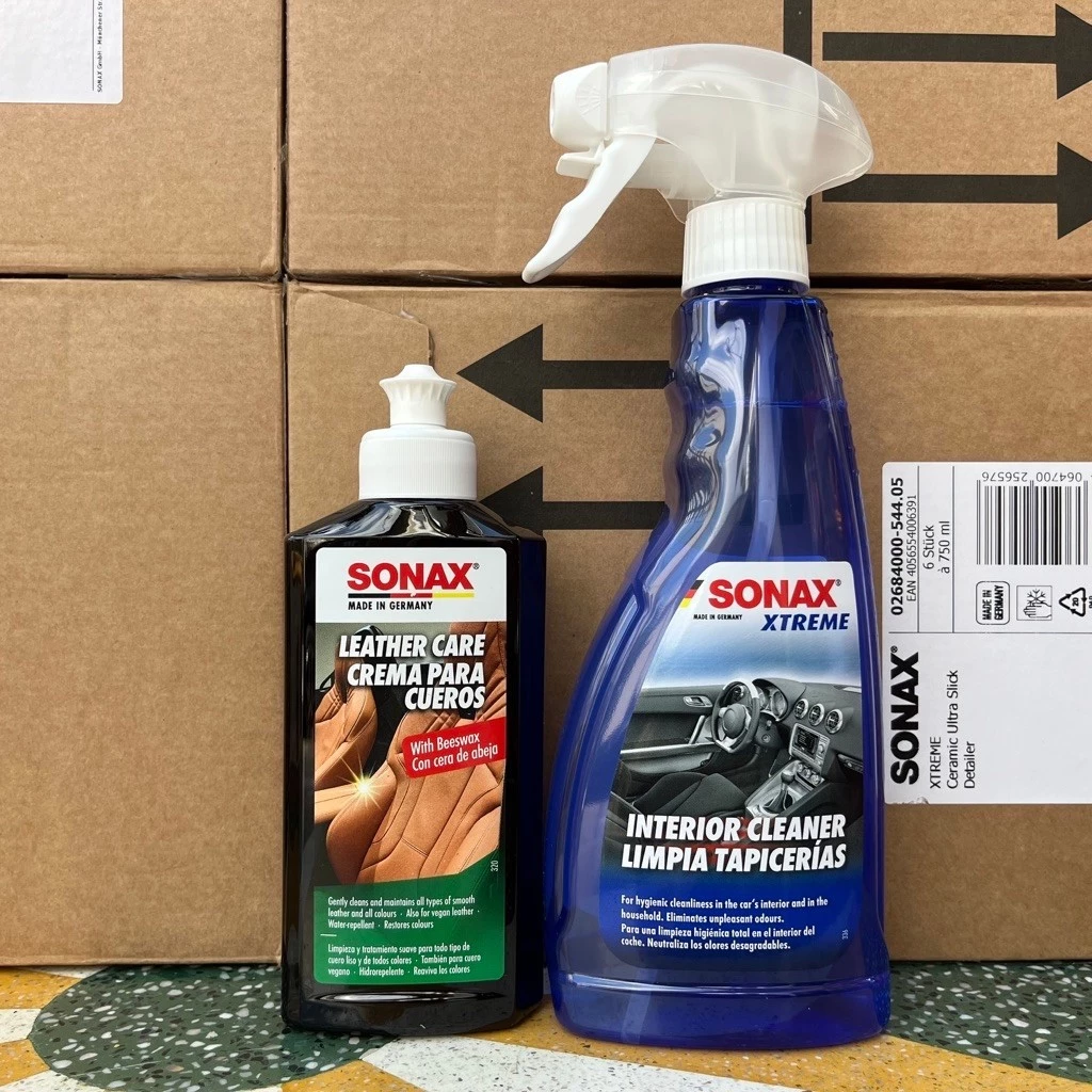 COMBO kem bảo dưỡng, làm sạch nội thất ô tô - SONAX 221241 & 291141