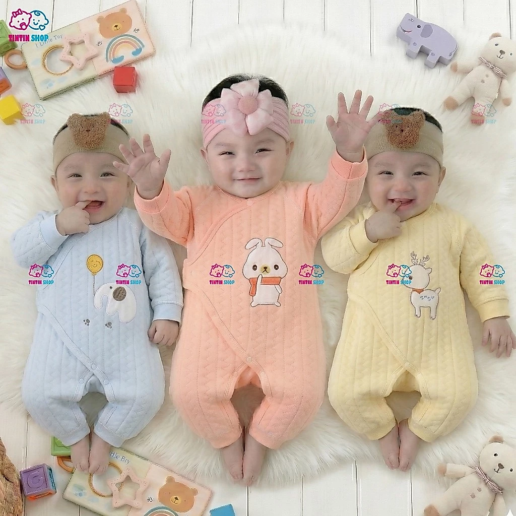 Body trần bông Bodysuit dài tay cho bé trai bé gái mặc thu đông Hàng Quảng Châu cao cấp SLTB13