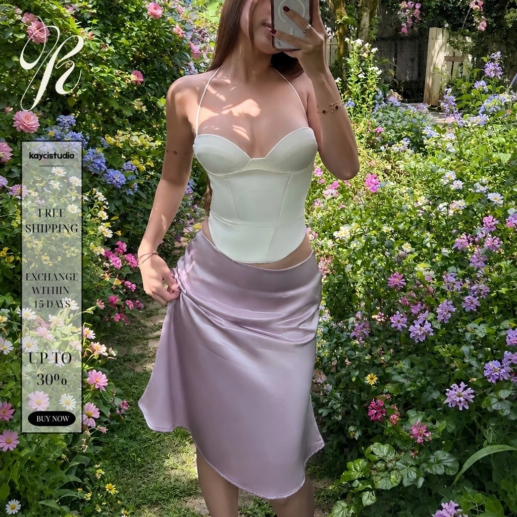 KAYCI.STU | “MERSILK SKIRT” - Chân Váy Lụa Châu Sa Óng Ánh Form Lửng 2 Lớp Lót Trong Dáng Đuôi Cá Loe Nhẹ