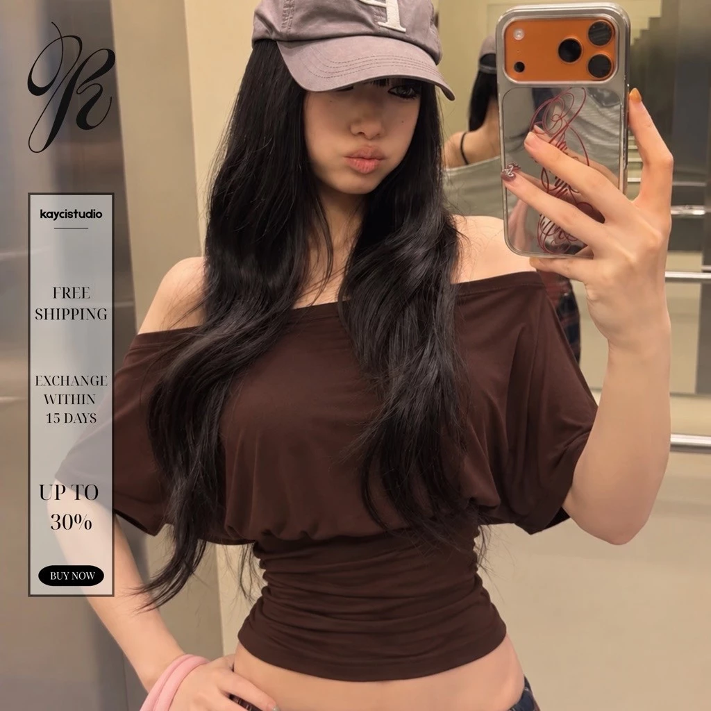 [ 𝐓𝐀𝐋𝐈𝐀 𝐓𝐎𝐏 ] Áo Cánh Dơi Trễ Lệch Vai Ôm Eo Phong Cách Y2K Cổ Điển Châu Âu